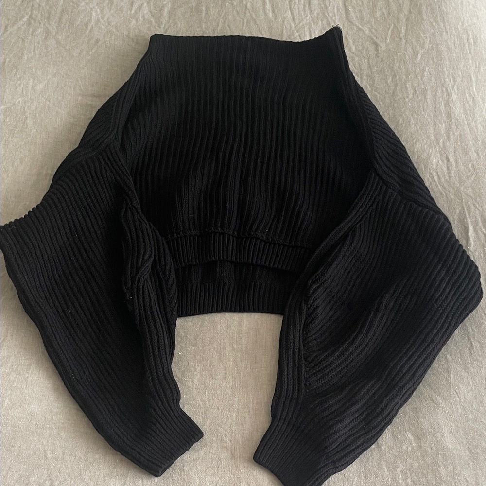 Free People Black Ribbed Sweater